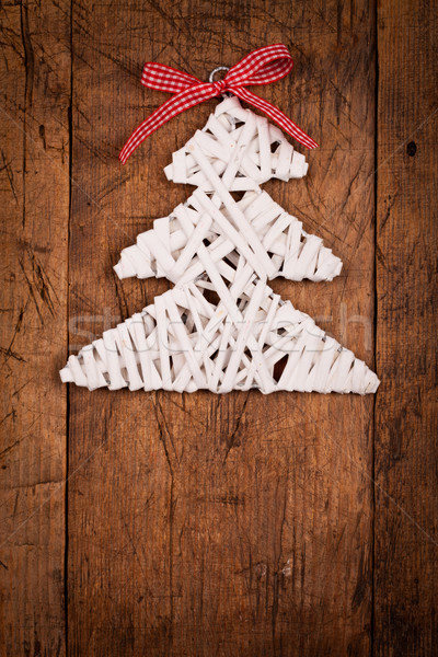 Weiß Holz Stange Weihnachtsbaum Holztisch Form Stock foto © kalozzolak