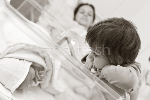 Nouvelle peu frère cute petite fille regarder [[stock_photo]] © kalozzolak