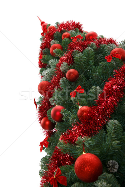 [[stock_photo]]: Arbre · de · noël · fabuleux · rouge · ornements · arbre · vert