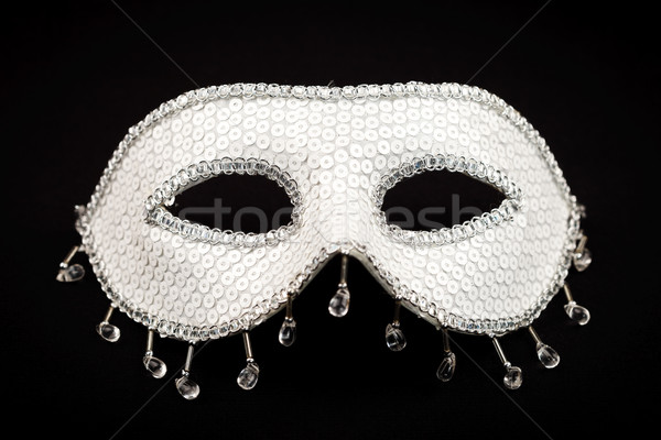 Foto stock: Branco · máscara · isolado · preto · e · branco · carnaval