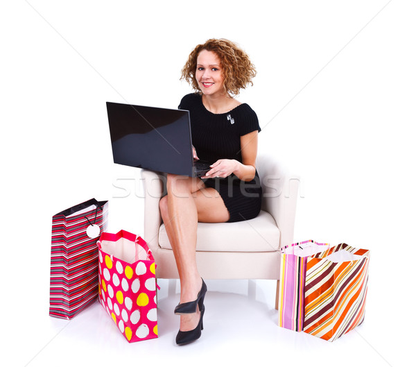 Stok fotoğraf: Kız · alışveriş · Internet · gülümseyen · kadın · portre · çevrimiçi