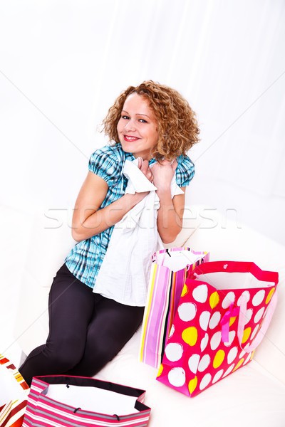 Amor compras entusiasta nina colorido Foto stock © kalozzolak