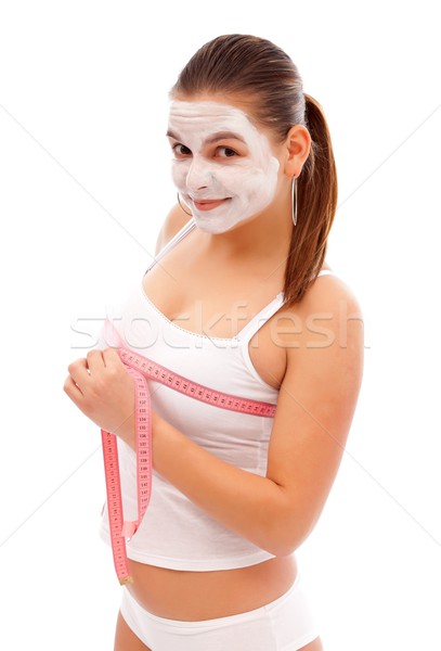 Nő mér mell fiatal nő szépség maszk Stock fotó © kalozzolak