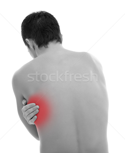 Schmerzen zurück junger Mann halten Hand medizinischen Stock foto © kalozzolak