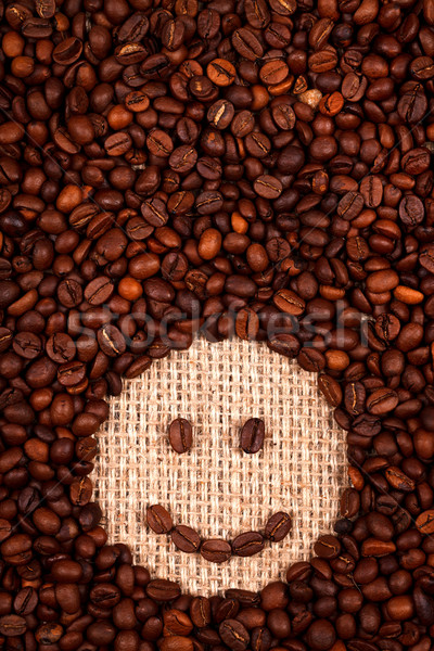 Café sourire visage grains de café inférieur [[stock_photo]] © kalozzolak