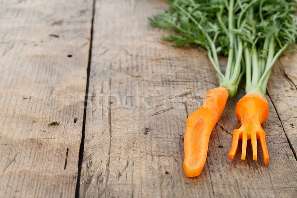 Foto d'archivio: Carota · forcella · coltello · carote · rustico · tavola