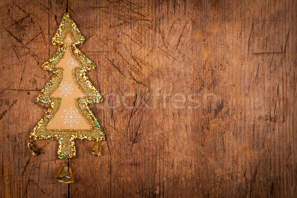 Christmas tree decoration with three bell on wood table Stock photo © kalozzolak