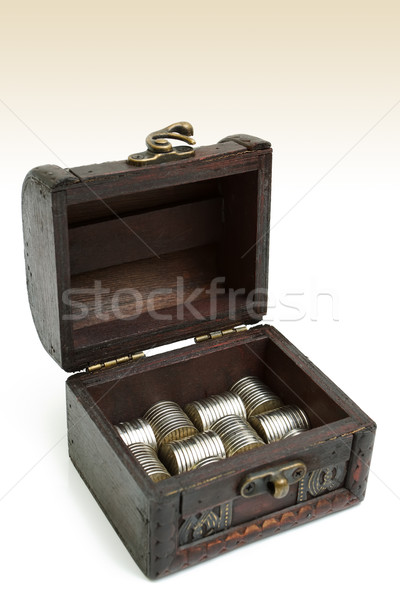 Trésor boîte vieux ouvrir argent pièces [[stock_photo]] © kalozzolak