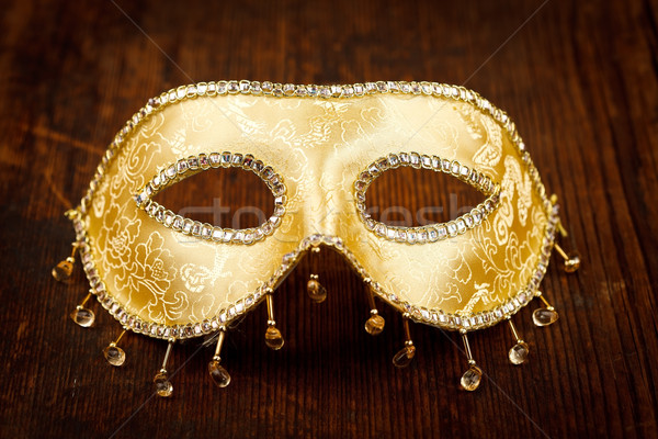 Stockfoto: Gouden · carnaval · masker · tabel · Venetië