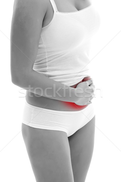 Ból brzucha młoda kobieta żołądka kobieta strony Zdjęcia stock © kalozzolak