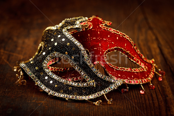 Stock photo: Decorated masks on the table