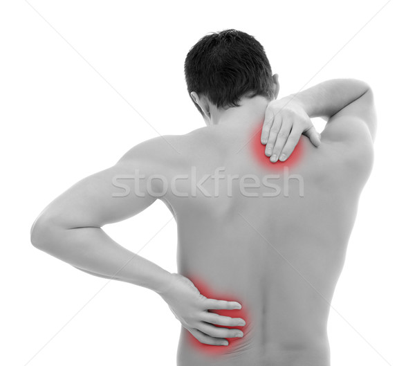 Schmerzen zurück junger Mann halten Hand medizinischen Stock foto © kalozzolak