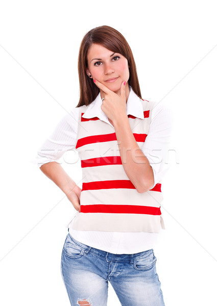 Woman pondering Stock photo © kalozzolak