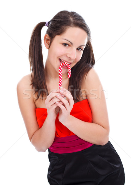 Pretty girl with lollypop Stock photo © kalozzolak