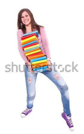 Foto stock: Libros · Foto · sonriendo · femenino