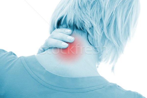 頸部疼痛 女子 疼痛 頸部 女孩 商業照片 © kalozzolak