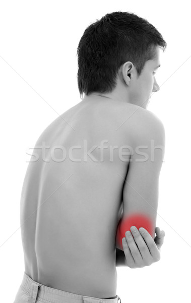 Stock fotó: Könyök · fájdalom · fiatalember · tart · kéz · orvosi