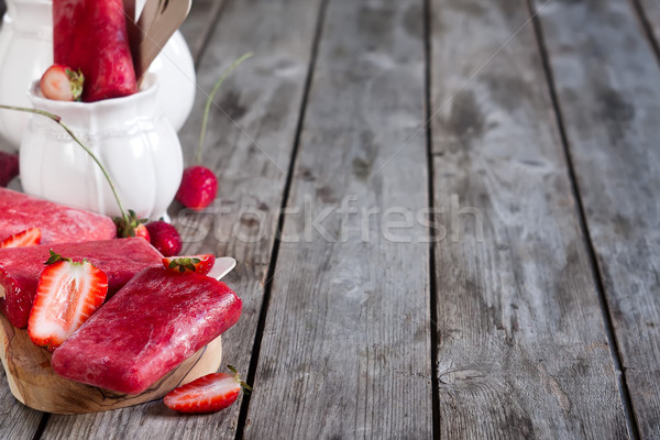 Stock photo: Strawberry popsicles background