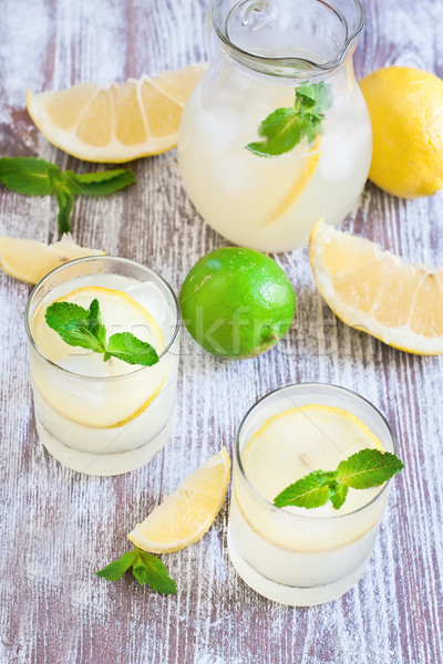 Mint limonade bril selectieve aandacht partij blad Stockfoto © Karaidel
