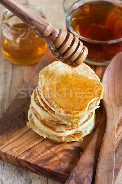 Stock photo: Pancakes with honey