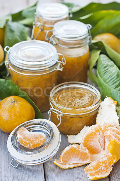 Jars with mandarine jam Stock photo © Karaidel