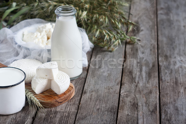 Dairy products and grains background Stock photo © Karaidel