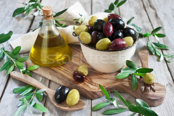 Gemengd olijven gemarineerd groene zwarte paars Stockfoto © Karaidel