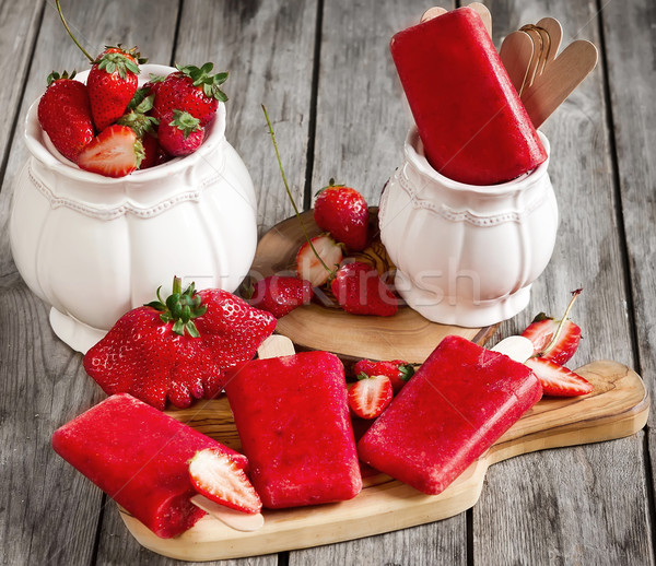 Stock photo: Strawberry popsicles