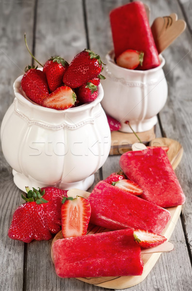 Strawberry popsicles Stock photo © Karaidel