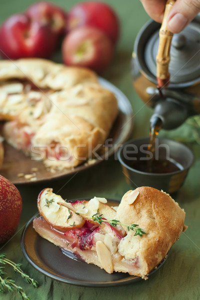 Fruit pie and tea Stock photo © Karaidel