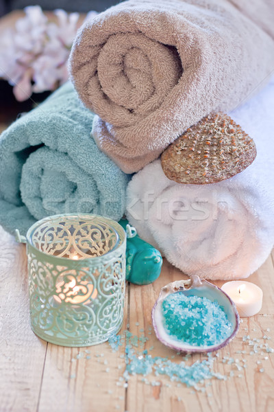 Spa handdoeken kaarsen selectief lichaam Stockfoto © Karaidel