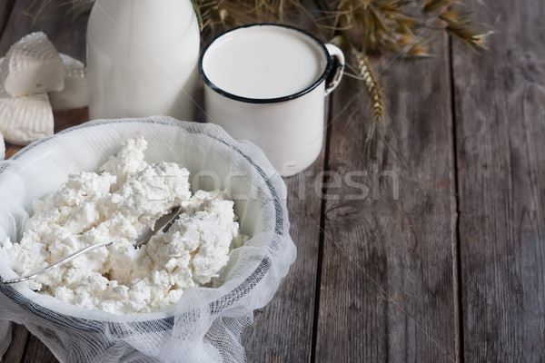 Dairy products and grains background Stock photo © Karaidel