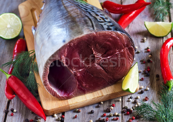 Stock photo: Raw tuna with spices