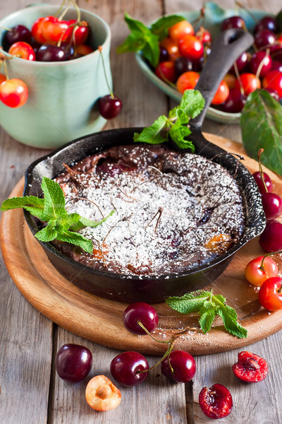 Clafoutis with cherry Stock photo © Karaidel