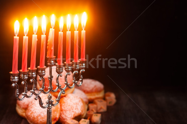 Symbolen vakantie donuts lichten vintage godsdienst Stockfoto © Karaidel