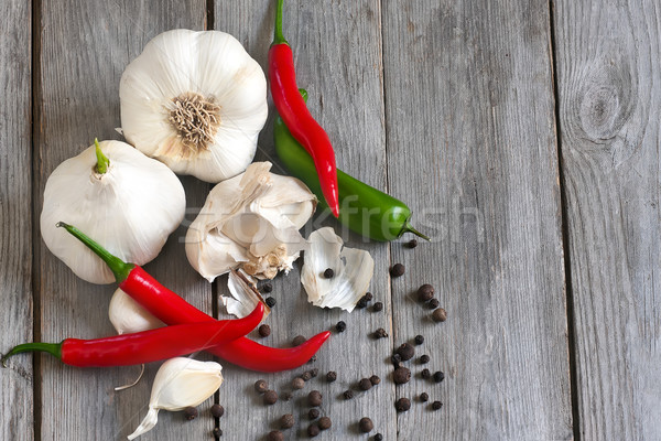 Knoflook paprika peper chili exemplaar ruimte groene Stockfoto © Karaidel