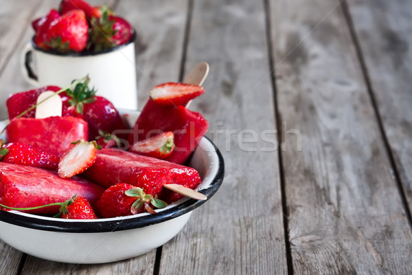 Strawberry popsicles background Stock photo © Karaidel