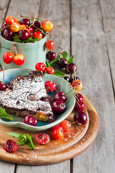 Clafoutis with cherry background Stock photo © Karaidel