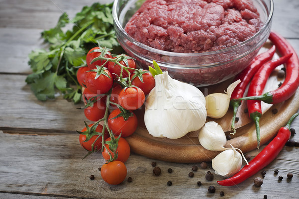 Stock photo: Minced meat with vegetables
