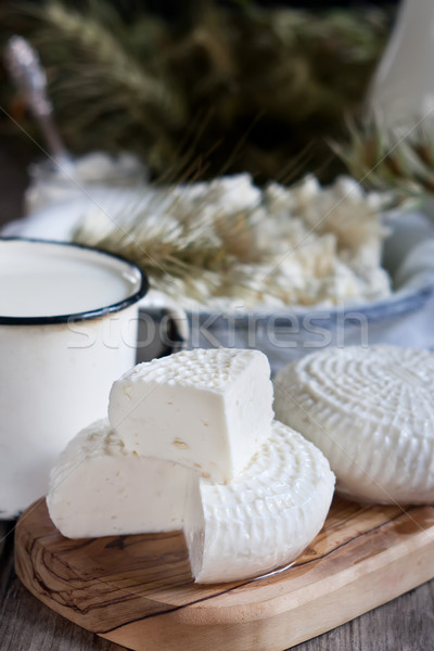 Stok fotoğraf: Peynir · süt · süzme · peynir · buğday