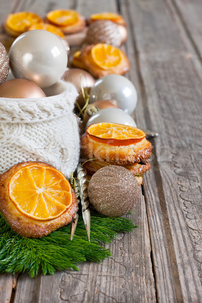 Foto stock: Navidad · cookies · mandarina · decoración