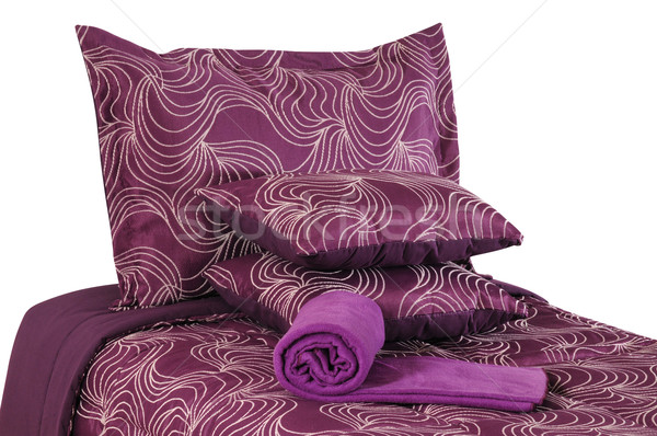 Foto stock: Cama · aislado · suave · almohadas · textura · fondo