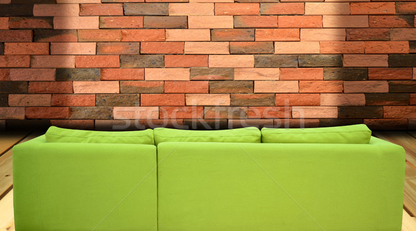 Zimmer Innenraum Sofa Holzboden Holz Design Stock foto © karammiri
