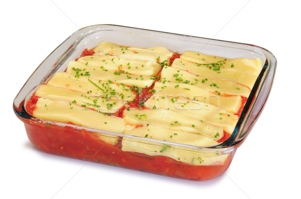 Gevuld kaas gesmolten ham tomaten voedsel Stockfoto © karammiri