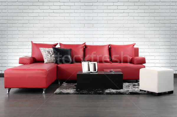 Bawialnia salon obiektów sofa gospodarstwo domowe dekoracji Zdjęcia stock © karammiri