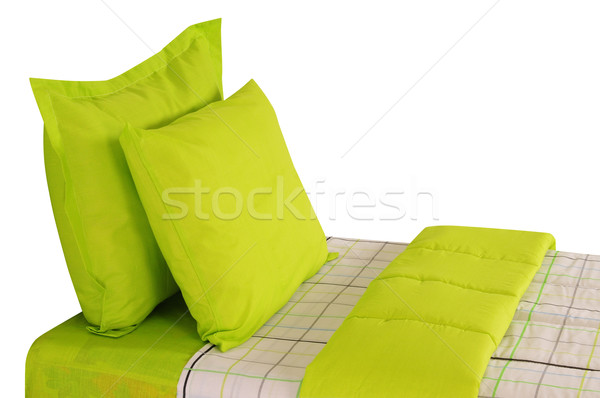 Stock foto: Bett · isoliert · weichen · Kissen · Textur · Hintergrund