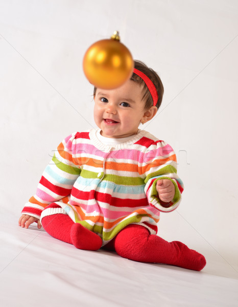 Süß Mädchen genießen Weihnachten Baby Stock foto © karammiri