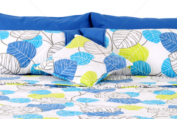 Bed miękkie poduszki domu lampy dywan Zdjęcia stock © karammiri