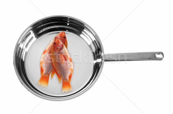 Fish in a pan. Isolated Stock photo © karammiri