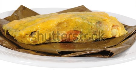 Típico alimentos queso placa carne plátano Foto stock © karammiri